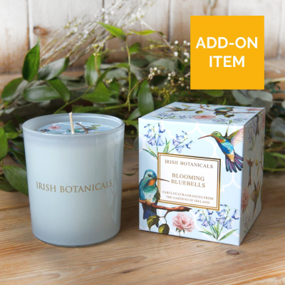 Scented Candle - Add a scented candle to your floral gift.  Irish Botanicals handmade 100% natural wax candles make a wonderful gift.  Candles come in a large glass jar 235g in a selection of botanical fragrances. Add a diffuser or candle tin with our deluxe or luxury selection.