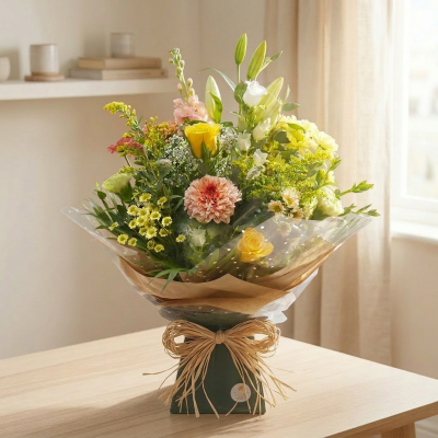Summer Sky - Sunny selection of seasonal favourites, beautifully hand tied and gift wrapped, aqua packed for an instant display..

Hand delivered with gift card, flower food, and care instructions.