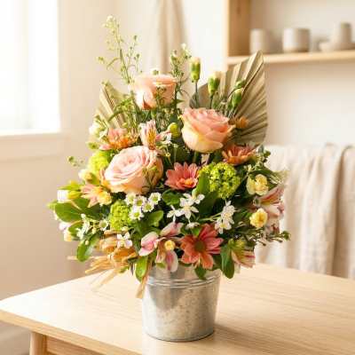 Dawn - Pretty, feminine arrangement in classic pastel tones.

Seasonal selection, beautifully arranged in oasis for an instant display.

Hand delivered with gift card, flower food, and care instructions.