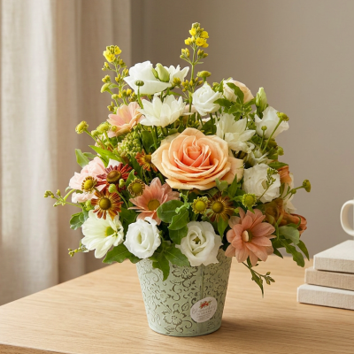 A New Day - Flowers to put a smile on their face. Let them know that you’re thinking of them with this fun petite collection of flowers and foliage to send same day. Flowers for same day delivery by the local florist.