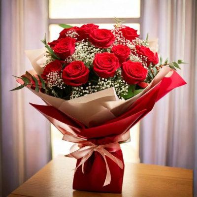 For My Sweetheart - 12 luxury red roses and fabulous foliage are all you need to make a grand romantic gesture to your sweetheart.